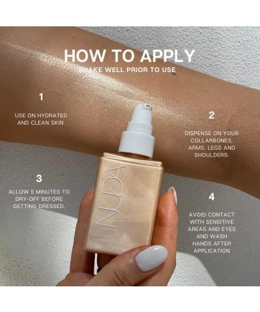 NUDA Body Shimmer - Vegan Illuminating Glitter Lotion with Aloe Vera & Vitamin E - Vanilla-Scented Liquid Highlighter for Women (75 mL) - Buy Online on SooperMarket.com