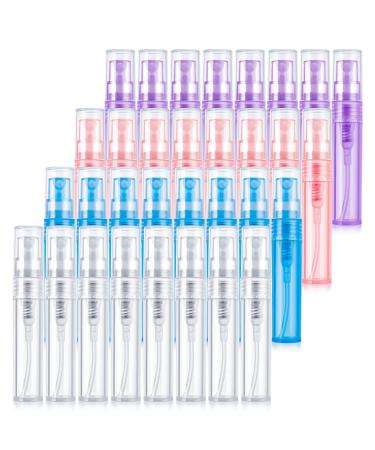 Phoetya 32 StCK 2ML Mini Sprh bottles 4 colors Portable plastic-parfm bottle Ready empty perfumer stubbing make-up tool for trips outdoors Bro (multicolored)