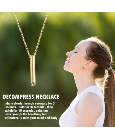 Anxiety Necklace Stress Relief Whistle Necklace with Chain Gold Meditation Breathing Necklace Exercise Device for for Women Men Mindful Breathing Relax Relief Stress Relief Calming Down - Buy Online on SooperMarket.com