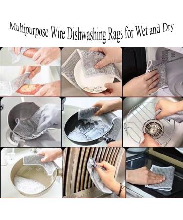 Multipurpose Wire Dishwashing Rags for Wet and Dry Multifunctional Non-Scratch Wire Dishcloth Double Stainless Steel Scrubber All-Purpose Wire Dishwashing Rag Remove Stubborn Stains (10pcs) - Buy Online on SooperMarket.com