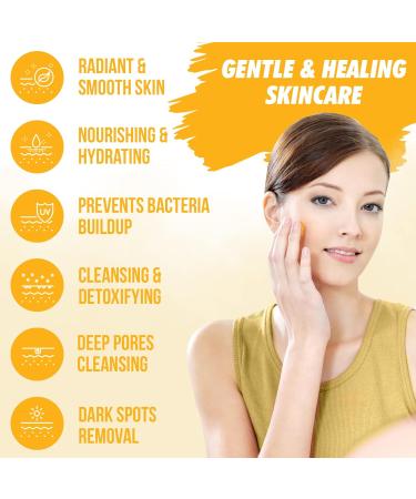 Turmeric Face Wash | 100% Natural Anti-Aging Facial Cleanser for Clear Skin Spots & Sun Damage Exfoliating Turmeric Soap Detox Treatment - Buy Online on SooperMarket.com