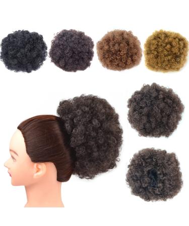 Afro Puff Drawstring Ponytail Synthetic Extension Short Kinky Curly Hair Ponytail Clip in Hair Extensions for Women Bun Ponytail Bun Hairpieces (Large 4#) L 4#