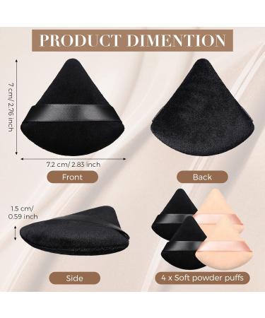 Triangle Makeup Sponge Set - 4 Pcs Cosmetics Face Powder Puff for Foundation - Soft Velvet Body Cushion Pads in Black Nude - Buy Online on SooperMarket.com