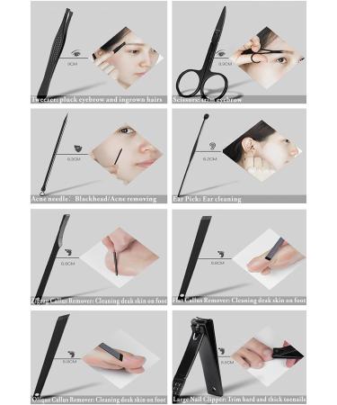 Manicure Set Nail Set Nail Clipper Kit Professional - Stainless Steel Pedicure Set Nail Grooming Kit of 15pcs with Case for Travel (Black/Red) - Buy Online on SooperMarket.com