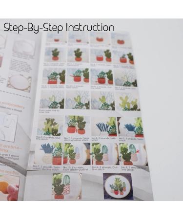 Highkick Cactus Series Embroidery Starter Kit for Adults - Stamped Pattern, Floss, Needles, and Hoop Included! Perfect for Beginners - Buy Online on SooperMarket.com