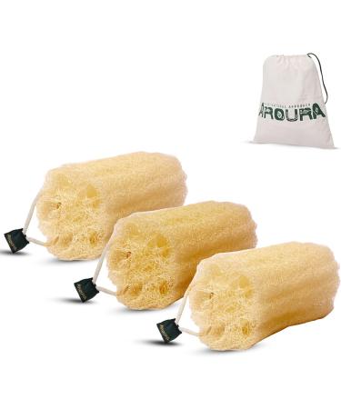 Aroura 100% Natural Egyptian Loofah Set of 3 - Exfoliating Loofa for Body | Eco-Friendly | 4x7 - Buy Online on SooperMarket.com