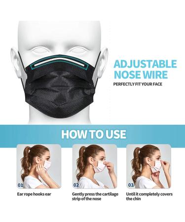 Black Disposable Face Masks 50Pcs - 4-Layer Protection - Breathable Dust Mask for Adults - Buy Online on SooperMarket.com