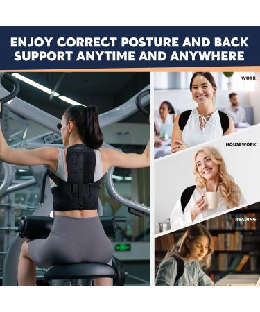AOFITBRACE Back Brace Posture Corrector for Women and Men Breathable Adjustable Full Back Straightener for Upper Lower Medium Black - Buy Online on SooperMarket.com