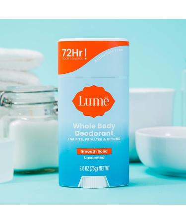 Lume Whole Body Deodorant - Smooth Solid Stick - 72 Hour Odor Control - Aluminum Free Baking Soda Free and Skin Loving - 2.6 Ounce (Pack of 3) (Unscented) Unscented 2.6 Ounce (Pack of 3) - Buy Online on SooperMarket.com