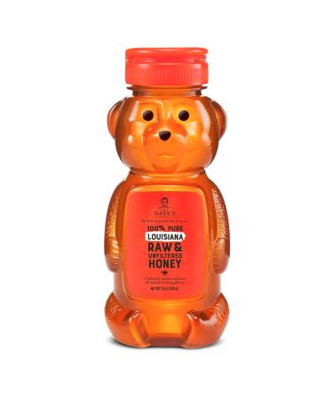 Nature Nate's 100% Pure Raw & Unfiltered Louisiana Honey Bear Bottle, Certified Gluten Free & OU Kosher, Balanced Flavors, 12 Ounce (Pack of 1) (FP011)