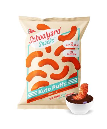 Schoolyard Snacks Low Carb Keto Cheese Puffs - BBQ - High Protein - All Natural Barbecue Snack - Gluten & Grain-Free - Healthy Chips - Low Calorie Food - 12 Pack Single Serve Bags - 100 Calories