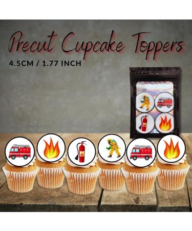 PRECUT Fire Engine Cupcake Toppers Fire Service Edible Cake Decorations Edible Fireman Decorations Fire Engine Cupcake Toppers Fire Cake Toppers (Pack of 24) - Buy Online on SooperMarket.com