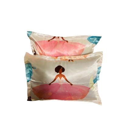 Beddings Place Satin Pillow Case to retain Hair Moisture (Set of 2 Toddler Pillow case 13 x 18 inches) Toddler Pillow case13 x 18 inches Ballerina
