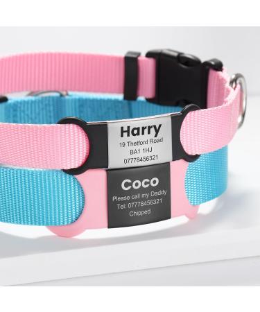 Personalized Yehanti Dog Brand - Engraved Quiet Silicone Dog Tag for Pets | Custom Name Phone & Address | Pink & Black - Ideal for Dogs Cats & Puppies (16mm Collar) - Buy Online on SooperMarket.com