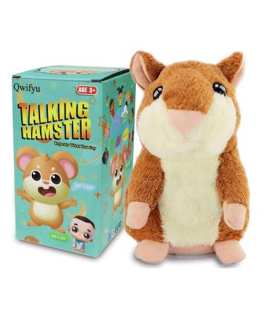 Qwifyu Talking Hamster Interactive Stuffed Plush Animal Toy Cute Sound Effects with Repeats Your Said Voice Best Buddy for Kids Gift Age 3+ (Brown)