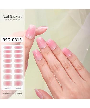 Semi Cured Gel Nail Polish Strips Adhesive Gel Nail Art Stickers Lasting Glitter Gel Nail Wraps Sticker with Nail File Semi Cured Gel Nail Stickers for Toes White with Uv Light Bsg0325 - Buy Online on SooperMarket.com