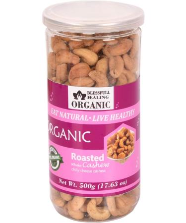 Blessfull Healing Organic Natural Vegan Chilly Cheese Roasted Whole Cashew Nuts Crunchy Kaju 500 Gram - Buy Online on SooperMarket.com