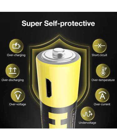 HW Rechargeable Li-ion AAA Battery - Fast Charge 1.5V 1000 Cycles USB Cable Included 4 Pack - Buy Online on SooperMarket.com