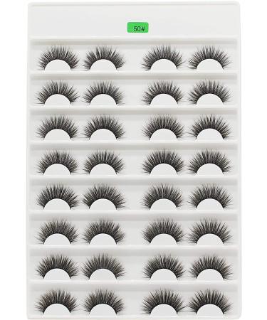 16Pairs 3D Faux Mink False Eyelashes Large Tray Long Stripe Black Soft and Light Full Volume Eye Lashes Extensions Framatic Look Makeup Tools (50#)
