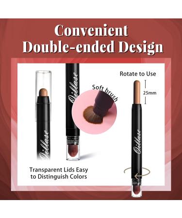12 PCS Waterproof Glitter Eyeshadow Stick Set with Primer - Smudge Proof Shimmer and Matte Eye Makeup Crayon - Cream Eyeshadow Pen with Soft Brush - Buy Online on SooperMarket.com