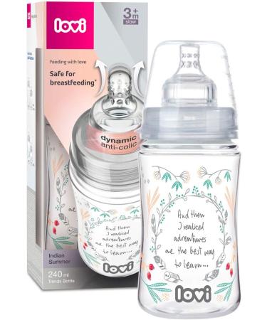 LOVI Anti-Colic Baby Feeding Bottle | Dynamic Teat | 3m+ | 240 ml | Super Air Vent System | Medically Tested | Indian Summer Trend - Buy Online on SooperMarket.com