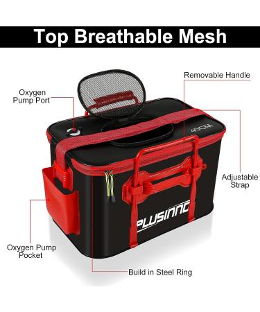 Foldable Fishing Bucket 6Gal/23L - Portable Live Bait Container for Outdoor Camping - Black EVA Fishing Bag for Kids and Adults - Buy Online on SooperMarket.com