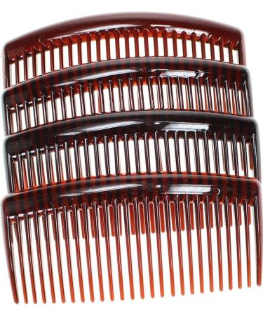 4 Pack of Large 9cm Plain French Side Hair Combs Slides Grips Clips Hair Accessories for Women Girls by Glitz4Girlz (Tort Brown)
