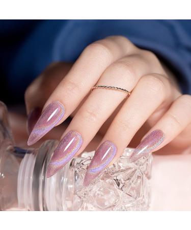 Cat Eye Gel Nail Polish | Galaxy Chameleon Magnetic Pink Holographic Glitter Gel | Soak Off UV LED | DIY Manicure Art for Salon and Home | RARJSM RAR254 - 7.5ML - Buy Online on SooperMarket.com