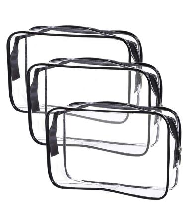 Cosywell Clear Toiletry Bag Quart Size Bag Travel Makeup Cosmetic Bag PVC Toiletries Cosmetic Pouch for Women Men 3PCS (S)