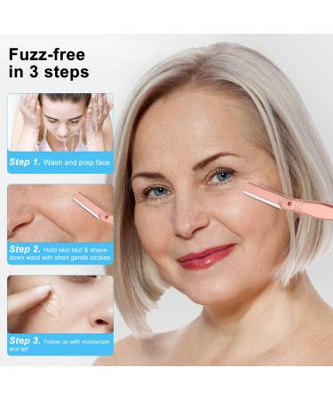 Dermaplane Razor Kit - Reusable Handle & 5 Blades for Facial Hair Removal Eyebrow Shaping & Exfoliation - Rose Gold - International Shipping - Buy Online on SooperMarket.com
