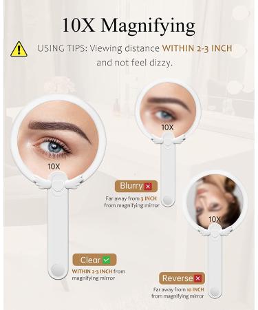 FASCINATE Handheld Mirror 10x Magnifying Makeup Mirror with Handle | Two Sided, Portable & Rechargeable | 10X/1X Magnification | Swivel Handle - Ideal for Women - Buy Online on SooperMarket.com