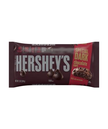 HERSHEY'S SPECIAL DARK Mildly Sweet Dark Chocolate Baking Chips, Gluten Free, No Preservatives, 12 oz Bag