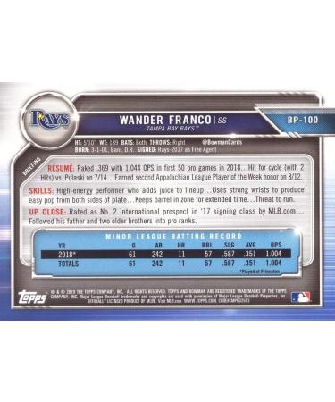 2019 Bowman Prospects Baseball Wander Franco Pre-Rookie Card BP-100 - 1st Bowman Card - Buy Online on SooperMarket.com