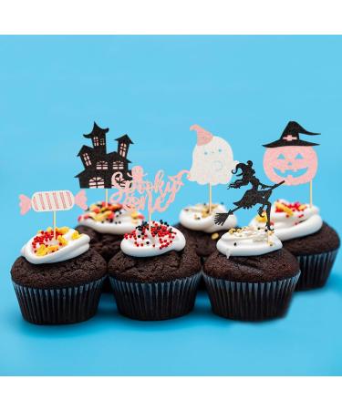 Cyodoos 24PCS Ghost Cupcake Toppers such as Pumpkin Ghost House Ghost Witch Candy Selection Halloween Cake Decoration Halloween Theme Girl Baby Shower Supplies pink Pink1 - Buy Online on SooperMarket.com
