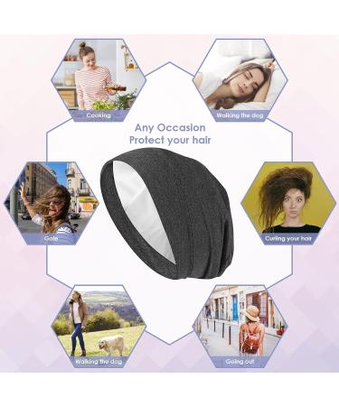 Silk Bonnet Sleep Cap with Satin Lining for Medium Curly Hair - Grey - Buy Online on SooperMarket.com