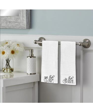 Mr. and Mrs. Towels - Couple Embroidered Hand Towels (2 Pack) - Wedding/Engagement Gifts - Modern Designs Pro - Buy Online on SooperMarket.com