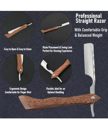M&LD Cut Throat Razor Kit - Stainless Steel Single Edge Shaving Blades for Men - Ideal for Barber, Home & Salon Use - Straight Razor Gift for Men - Chocolatet159 - Buy Online on SooperMarket.com