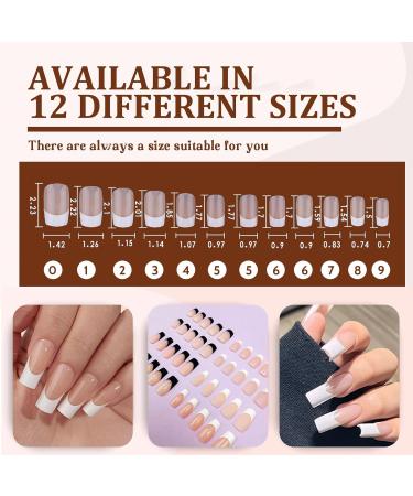 French Square False Nails Set - 24PCS Gloss Nude White Full Cover Press on Nails with Jelly Glue - Short Square White Fake Nails for Women and Girls - Buy Online on SooperMarket.com