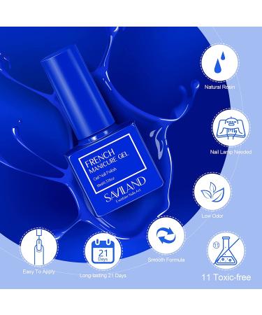 Saviland French Gel Nail Polish - 10ML Blue U V LED Soak Off Quick French Manicure DIY Gel Polish - 0.34 Fl Oz - Buy Online on SooperMarket.com