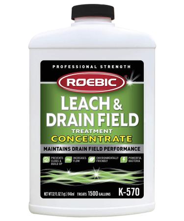 Roebic K-570-Q Biodegradable Leach and Drain Field Treatment Concentrate Environmentally Friendly Bacteria Enzymes Treat Septic Clogs & Buildup, 32 Ounces