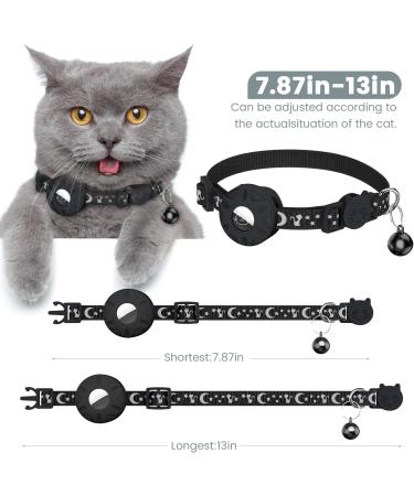 Simket Airtag Cat Collar - Reflective & Waterproof with Safety Buckle | 3/8 Width | Apple Airtag Compatible | Black - Buy Online on SooperMarket.com