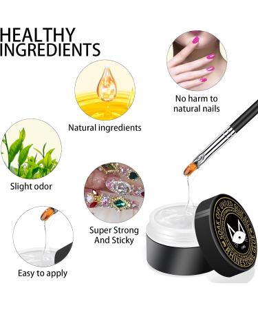 Lofuanna Nail Rhinestone Glue Gel 15ml - Super Adhesive for Gems & Diamonds - UV/LED Cure - Dual-Use Brush - 2pcs - Buy Online on SooperMarket.com