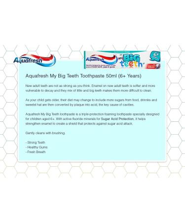 2X Aquafresh Big Teeth Toothpaste 6+ Years 50ml - Pack of 2 | Kids Dental Care - Buy Online on SooperMarket.com