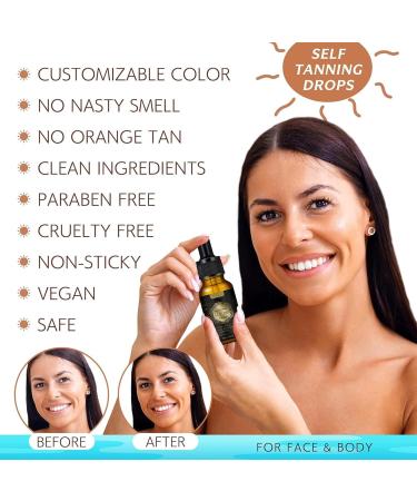 Face Tanning Drops Bronzing Drops - Self Tanning Drops for Face Instant Tan Fake Tan Streak-Free Self Tanning Drops with Aloe Vera & Plant Extracts - Face Tan Drops Liquid Facial Bronzing Solution - Buy Online on SooperMarket.com