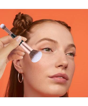 Foundation Brush Double Head Makeup Brush | Multi-purpose Makeup Brush For Foundation Powder Liquid Concealer Cream Blush Black Handle Rose Gold Tube - Buy Online on SooperMarket.com