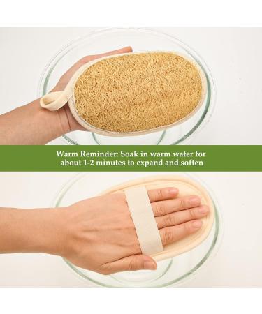 olyee Natural Loofah 4 Pack Exfoliating Sponge Face Wash Pads Body Loofah Skin Bath Loofah Back Scrubber Luffa and Terry Cloth Hang Biodegradable Shower Sponges for Adults Women Men - Buy Online on SooperMarket.com