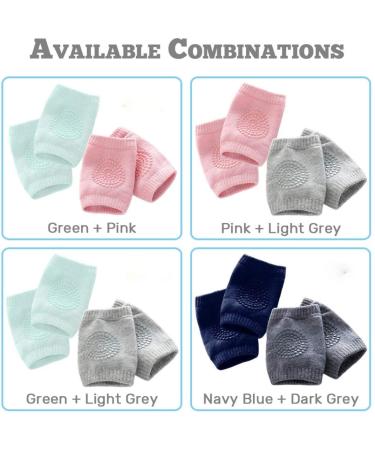 Kalevel Baby Crawling Anti-Slip Knee Pads - 2 Pairs Navy Blue + Dark Grey Knee Sleeve Protector for Infant Toddler Boy Girl - Buy Online on SooperMarket.com