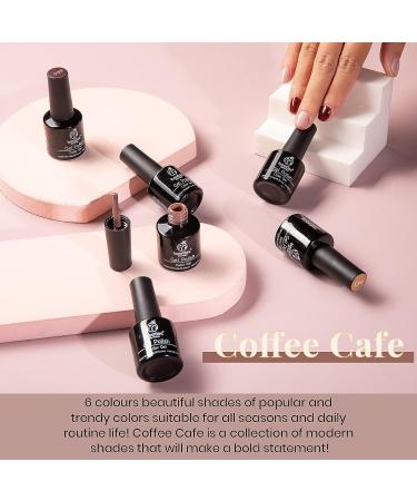 Beetles Coffee Cafe Collection Gel Nail Polish Set - Autumn Winter Neutral Beige Mauve Colors - Manicure Kit with LED Lamp - Soak Off Gel Gifts - Buy Online on SooperMarket.com