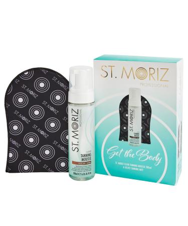 ST. MORIZ GET THE BODY Boxed Gift Set - Contains Clear Tanning Mousse MEDIUM DARK 200ml + St Moriz Mitt