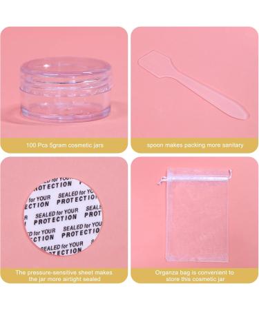 Sumdirect 100 pcs Transparent Cosmetic Containers with Lids for Cream Lip Balm & Lotion + 10 Organza Pouch - Ideal for Travel & DIY Projects - Buy Online on SooperMarket.com